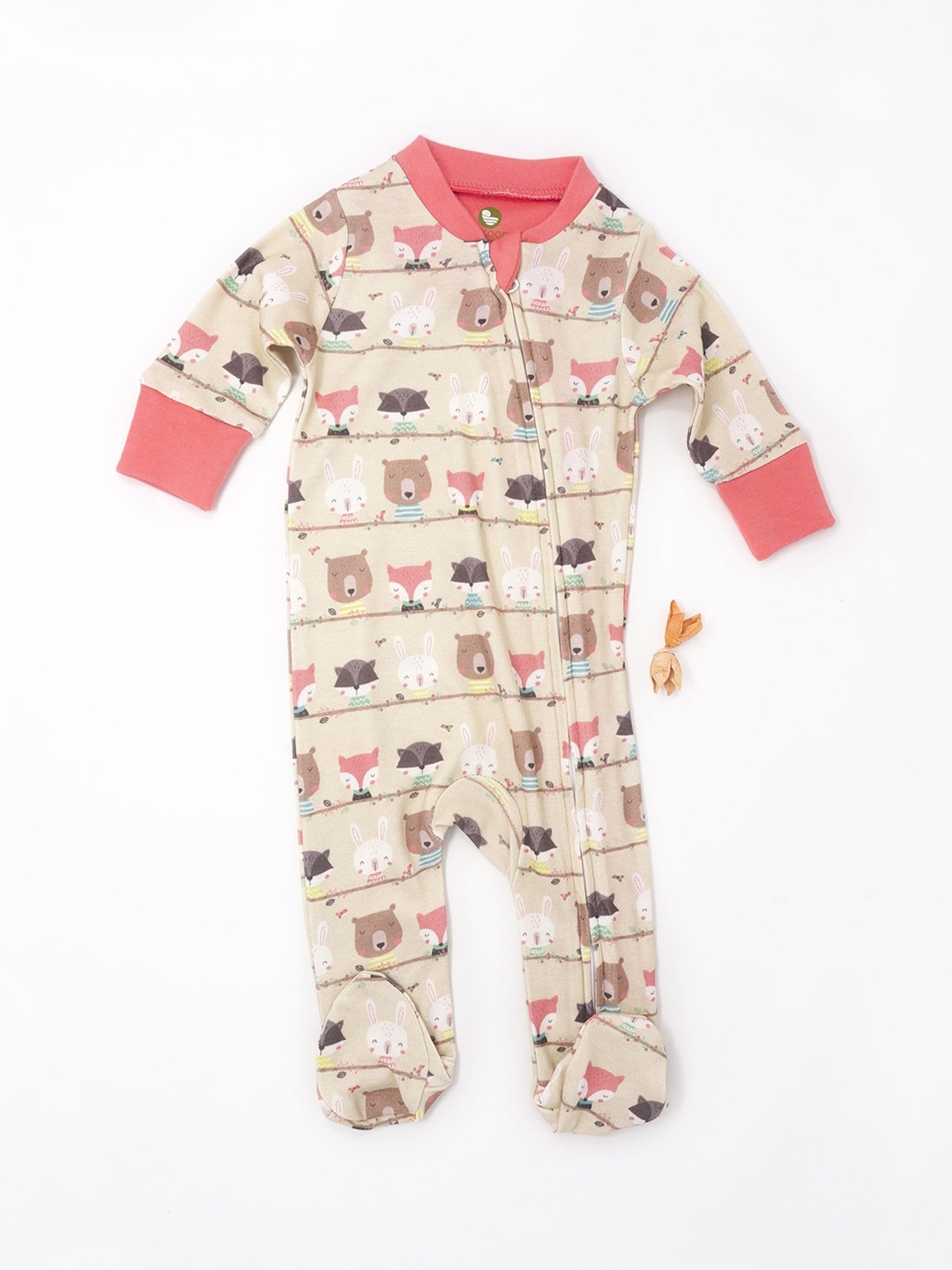 

cocoon care Infant Beige Printed Sleepsuit