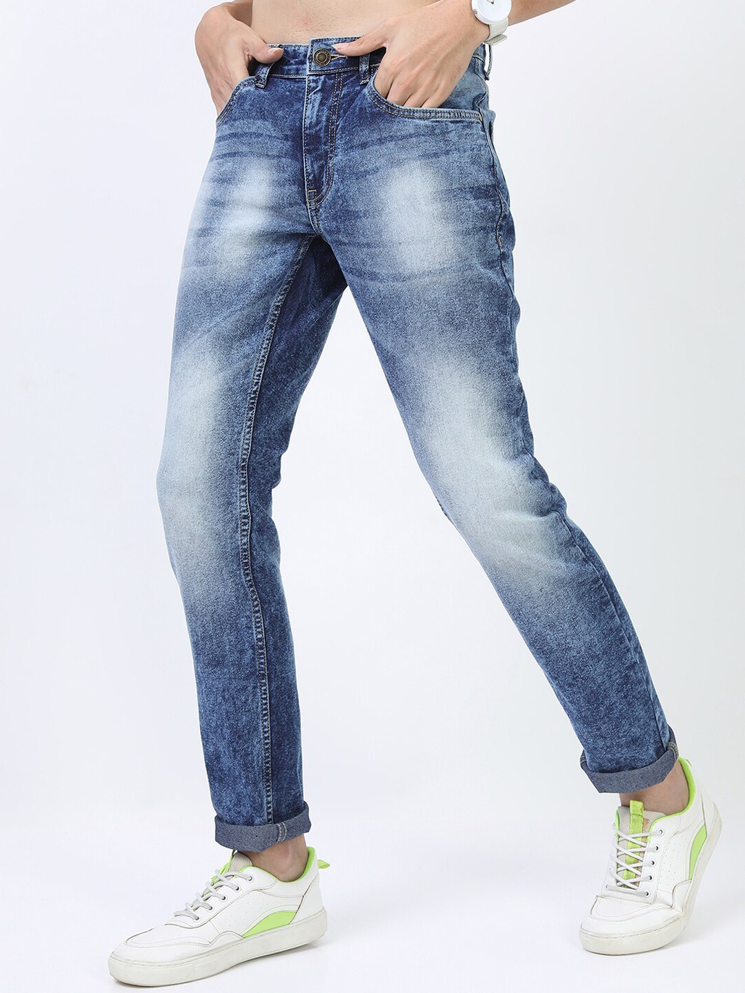 

HIGHLANDER Men Blue Slim Fit Clean look Heavy Fade Stretchable Jeans
