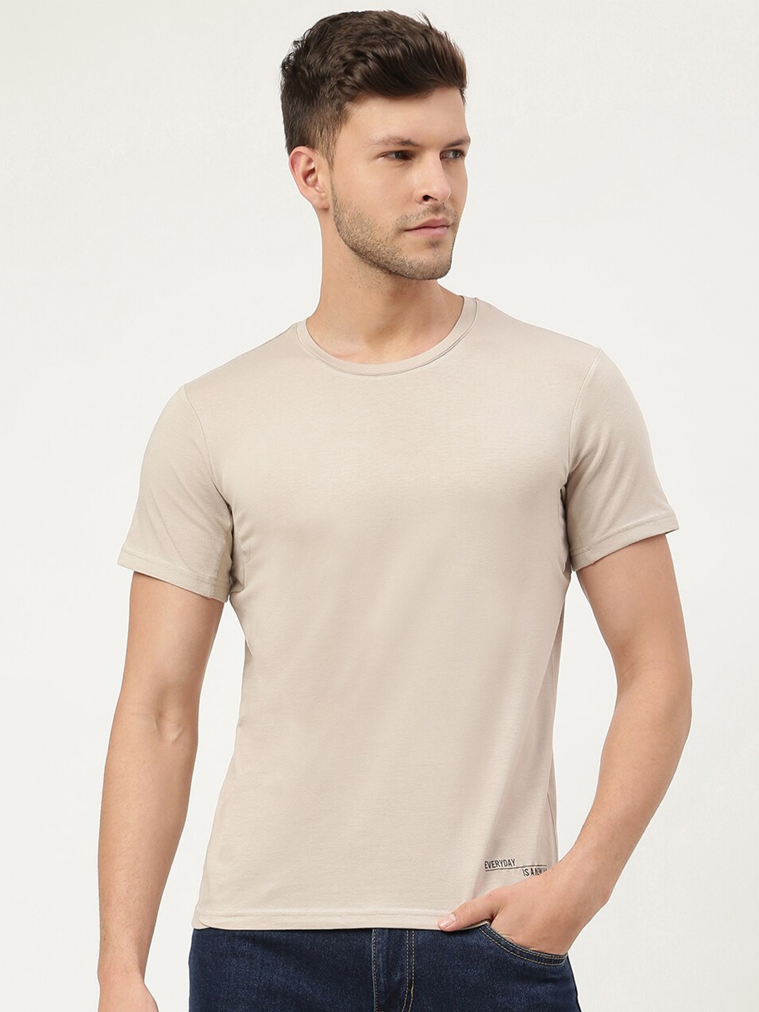 

FREECULTR Men Beige Bamboo Antimicrobial T-shirt