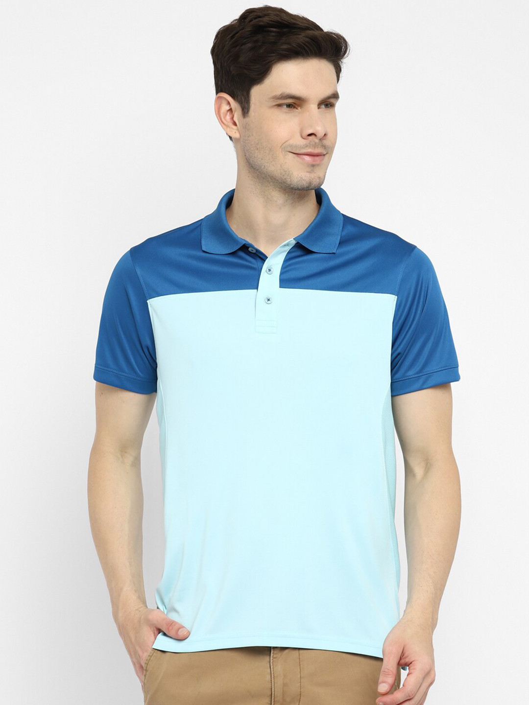 

American Crew Men Blue Polo Collar T-shirt