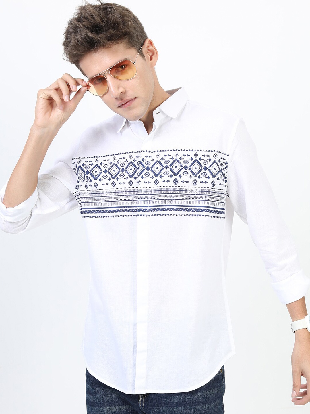 

KETCH Men White Slim Fit Printed Casual Shirt
