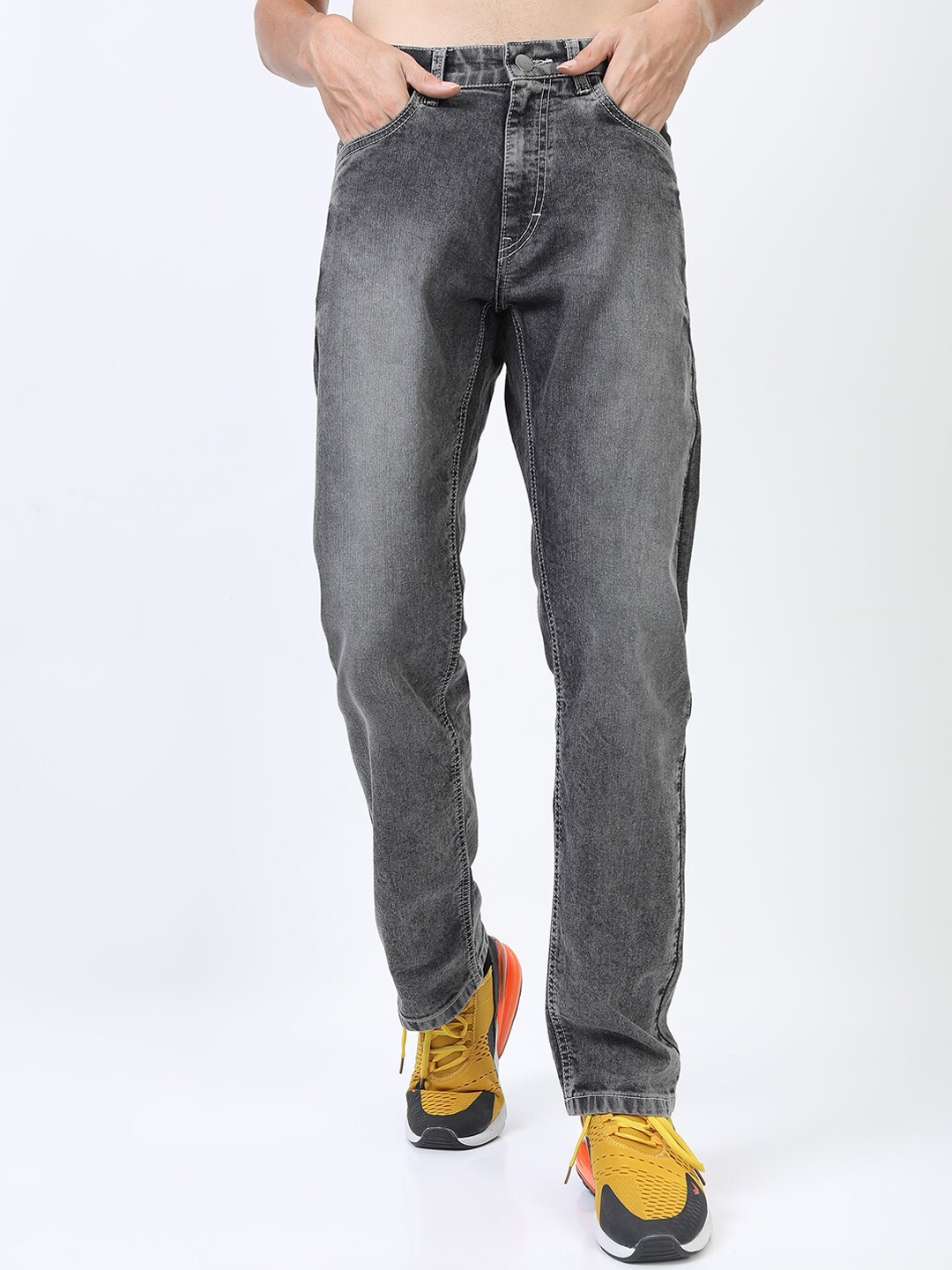 

KETCH Men Grey Straight Fit Clean look Heavy Fade Stretchable Jeans