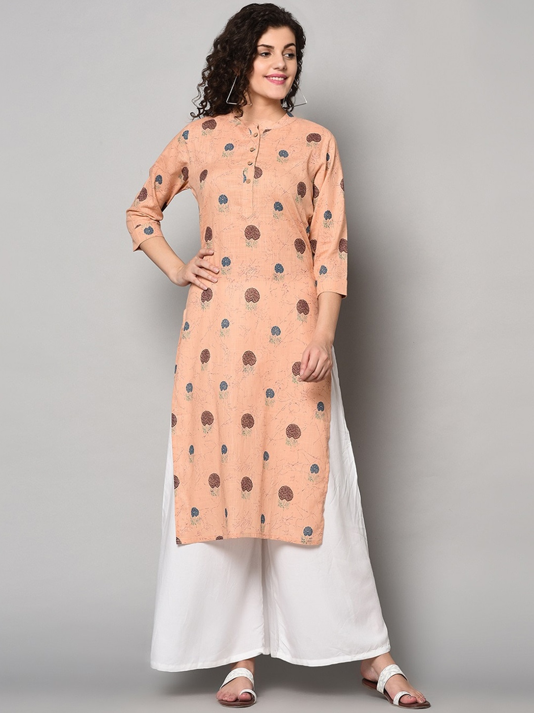 

ZNX Clothing Women Brown Geometric Embroidered Thread Work Kurta