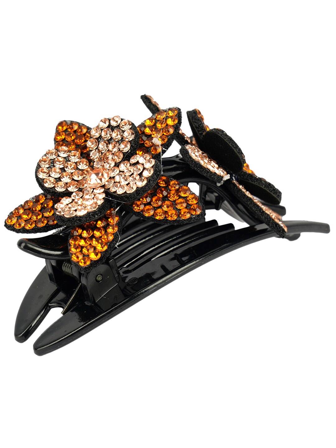 

MIZORRI Women Orange & Black Embellished French Barrette