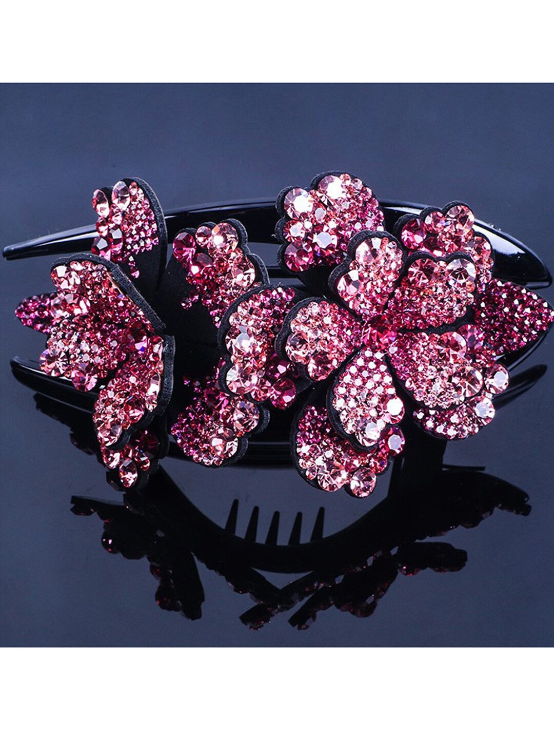 

MIZORRI Women Pink & Black Embellished French Barrette