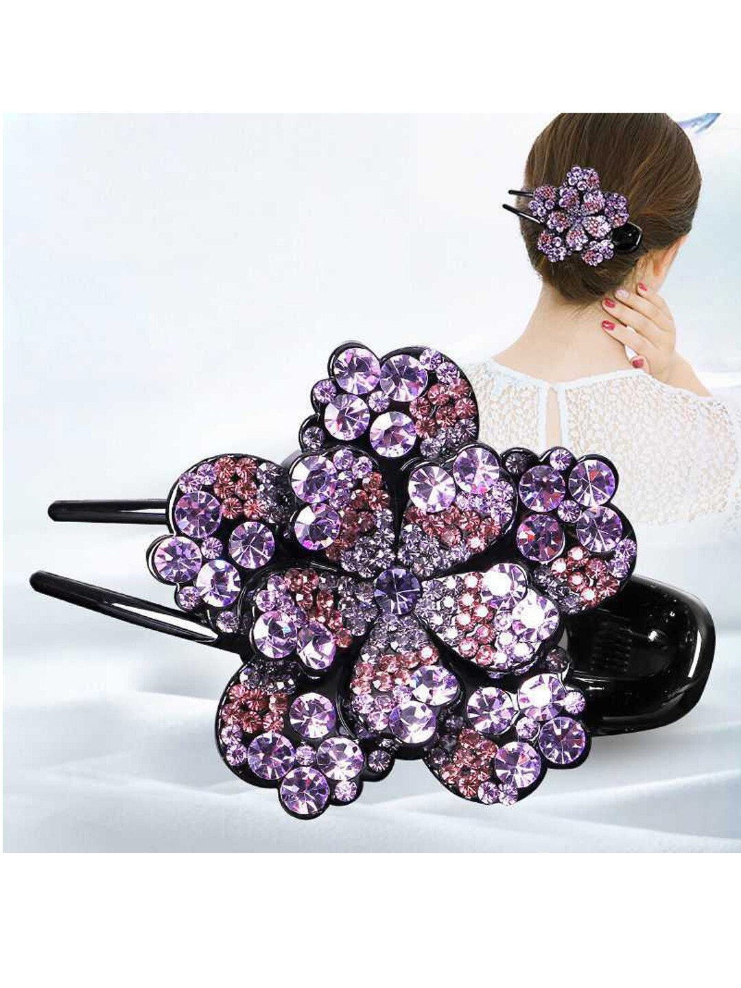 

MIZORRI Women Purple & Black Embellished French Barrette
