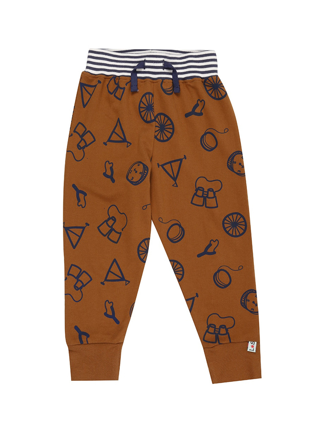 

Lilly and Sid Unisex Kids Brown Printed Organic Cotton Joggers