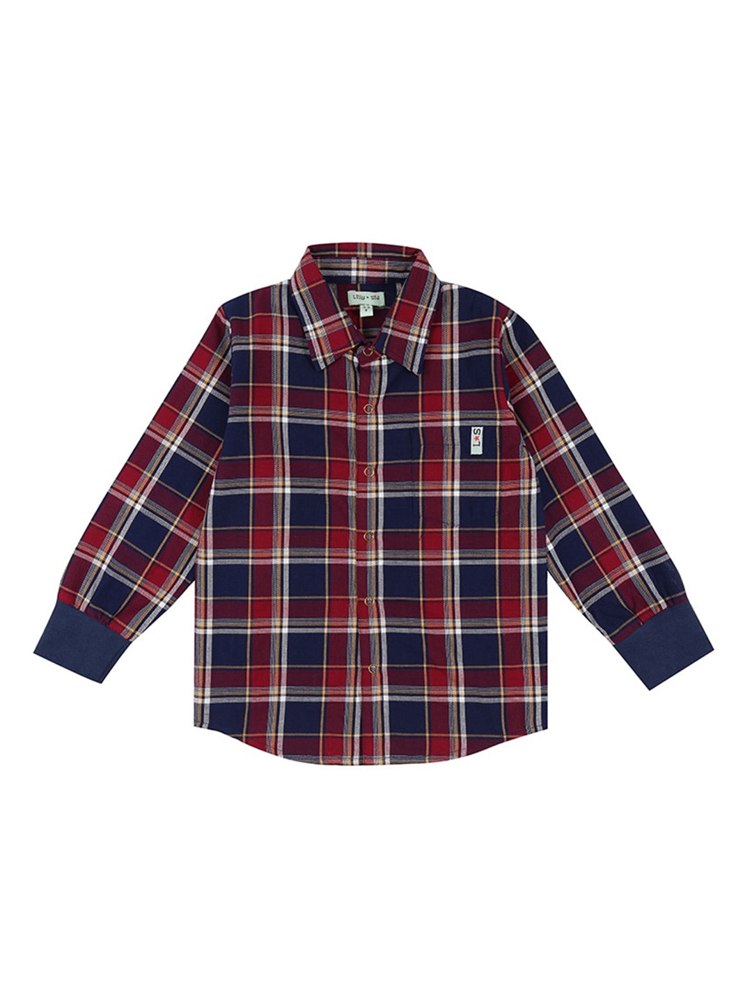 

Lilly and Sid Unisex Kids Navy Blue Tartan Checked Casual Organic shirt Shirt