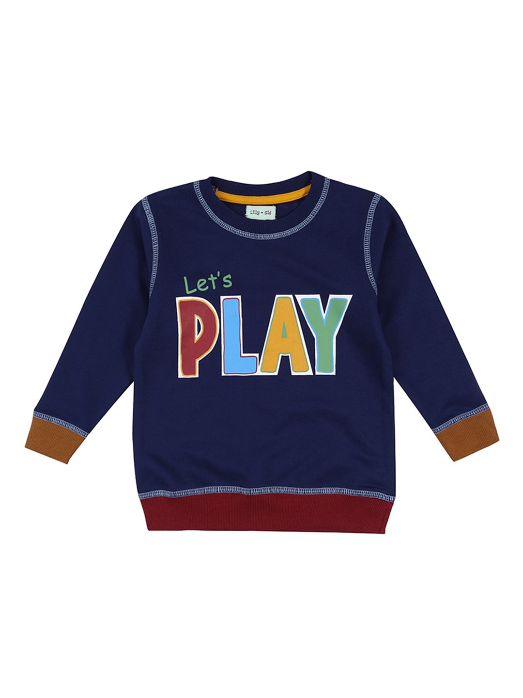 

Lilly and Sid Unisex Kids Navy Blue Printed Sweatshirt