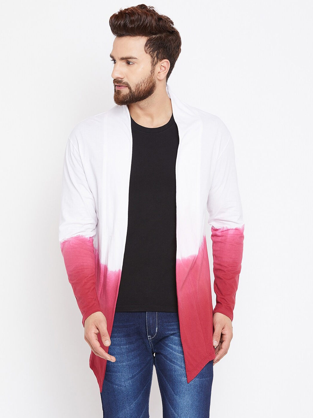 

CHILL WINSTON Men White & Pink Printed Shrug