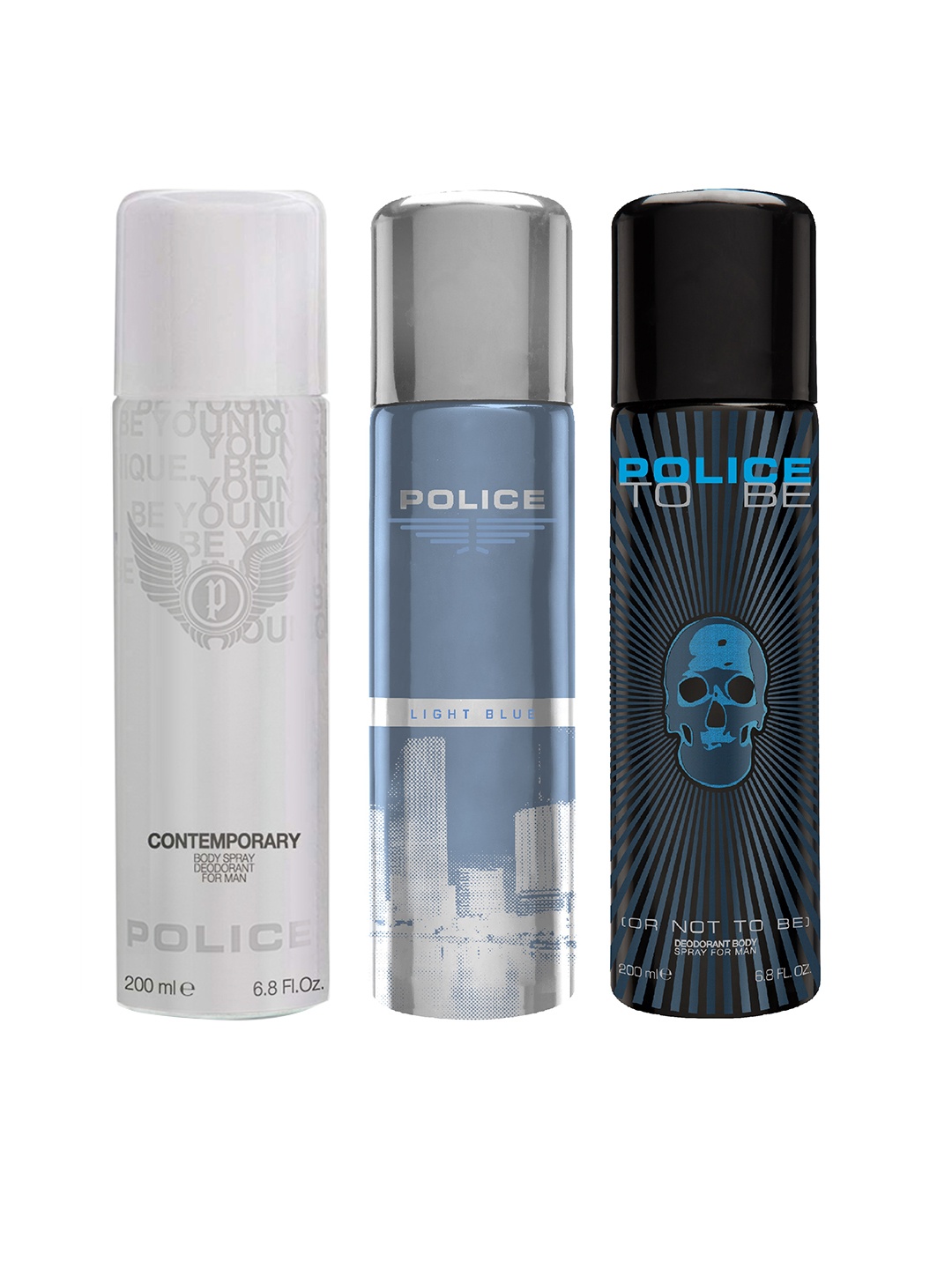 

Police Men Set of Light Blue, Contemporary & To Be Deodorants, White