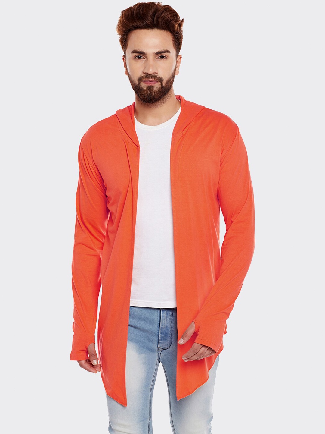 

CHILL WINSTON Men Orange Longline Shrug