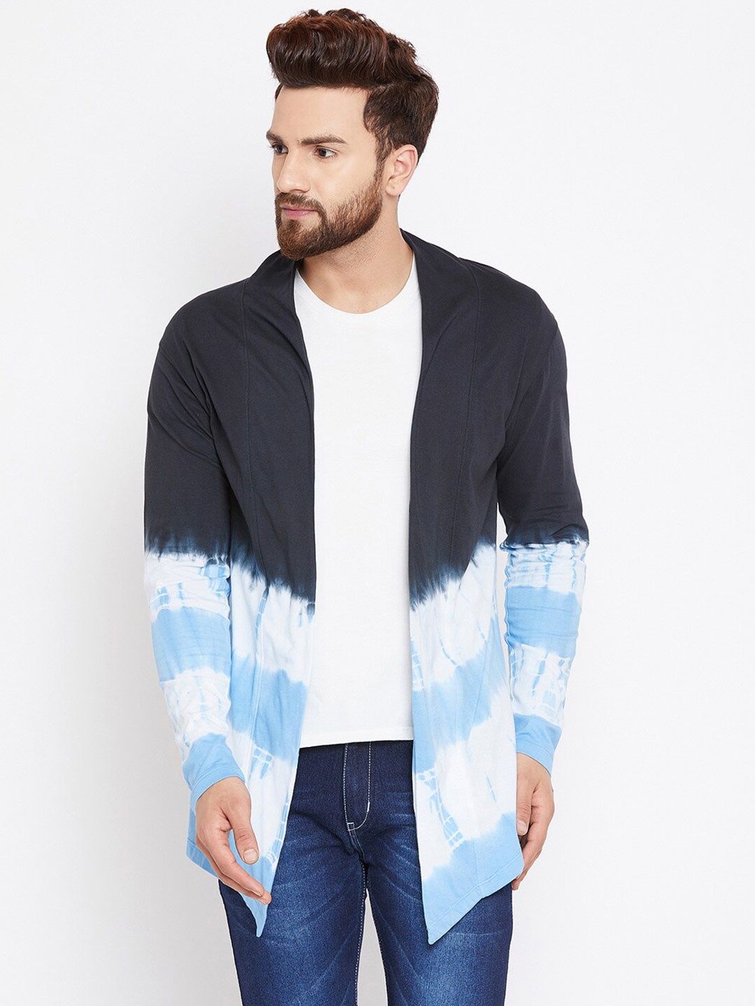

CHILL WINSTON Men Blue & White Printed Shrug