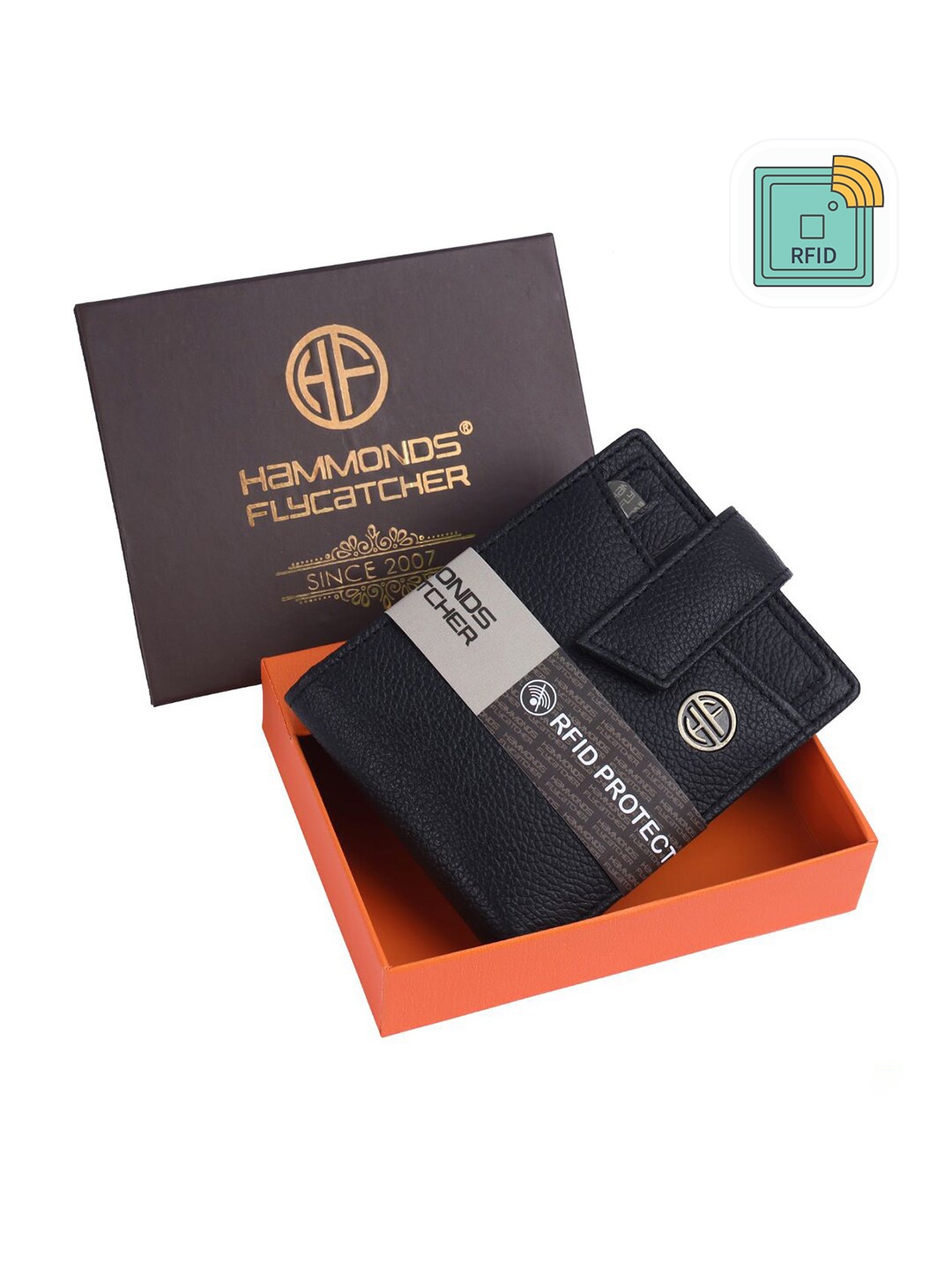 

HAMMONDS FLYCATCHER Men Black Leather Two Fold Wallet