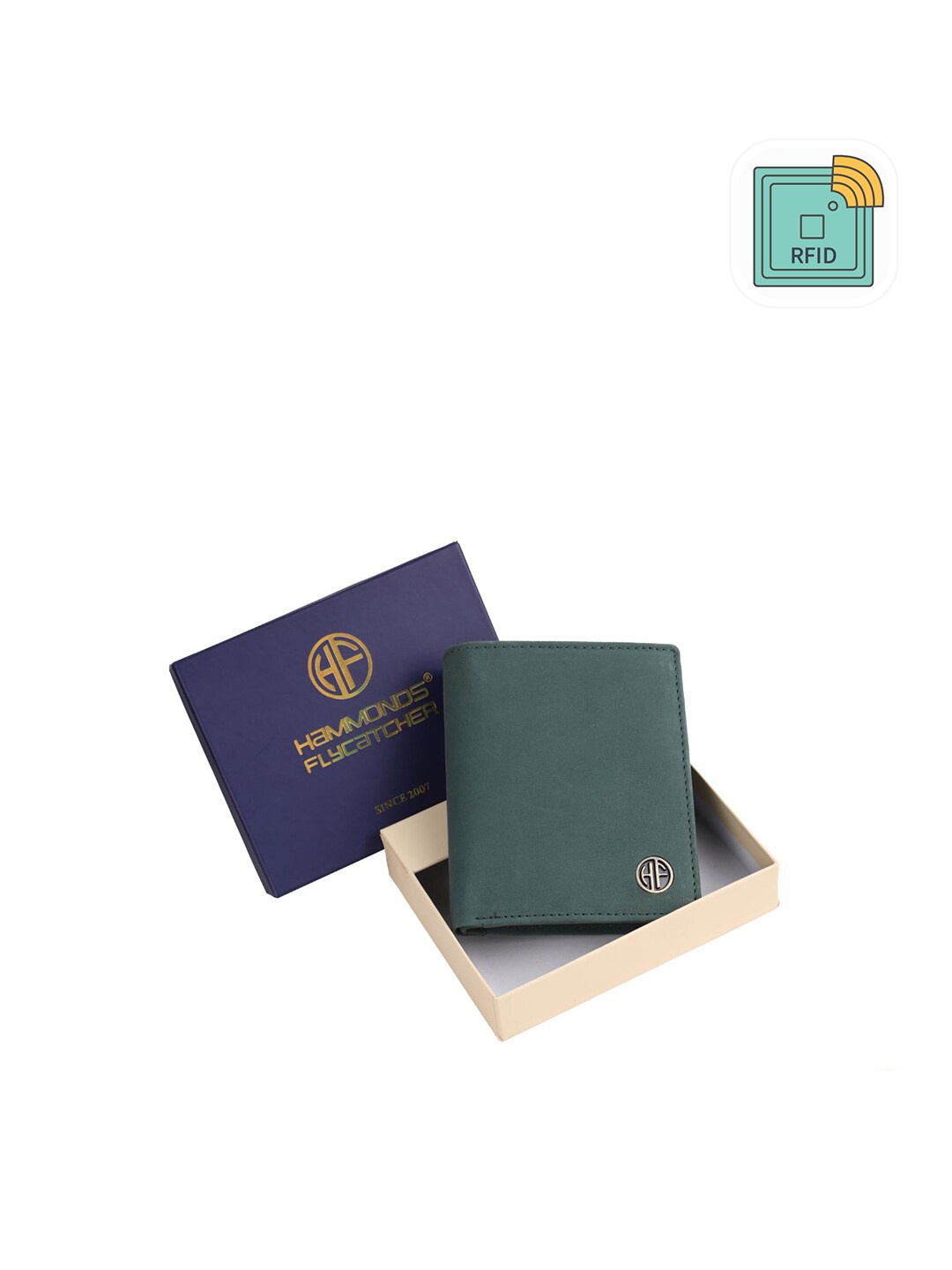 

HAMMONDS FLYCATCHER Men Turquoise Blue Leather Two Fold Wallet