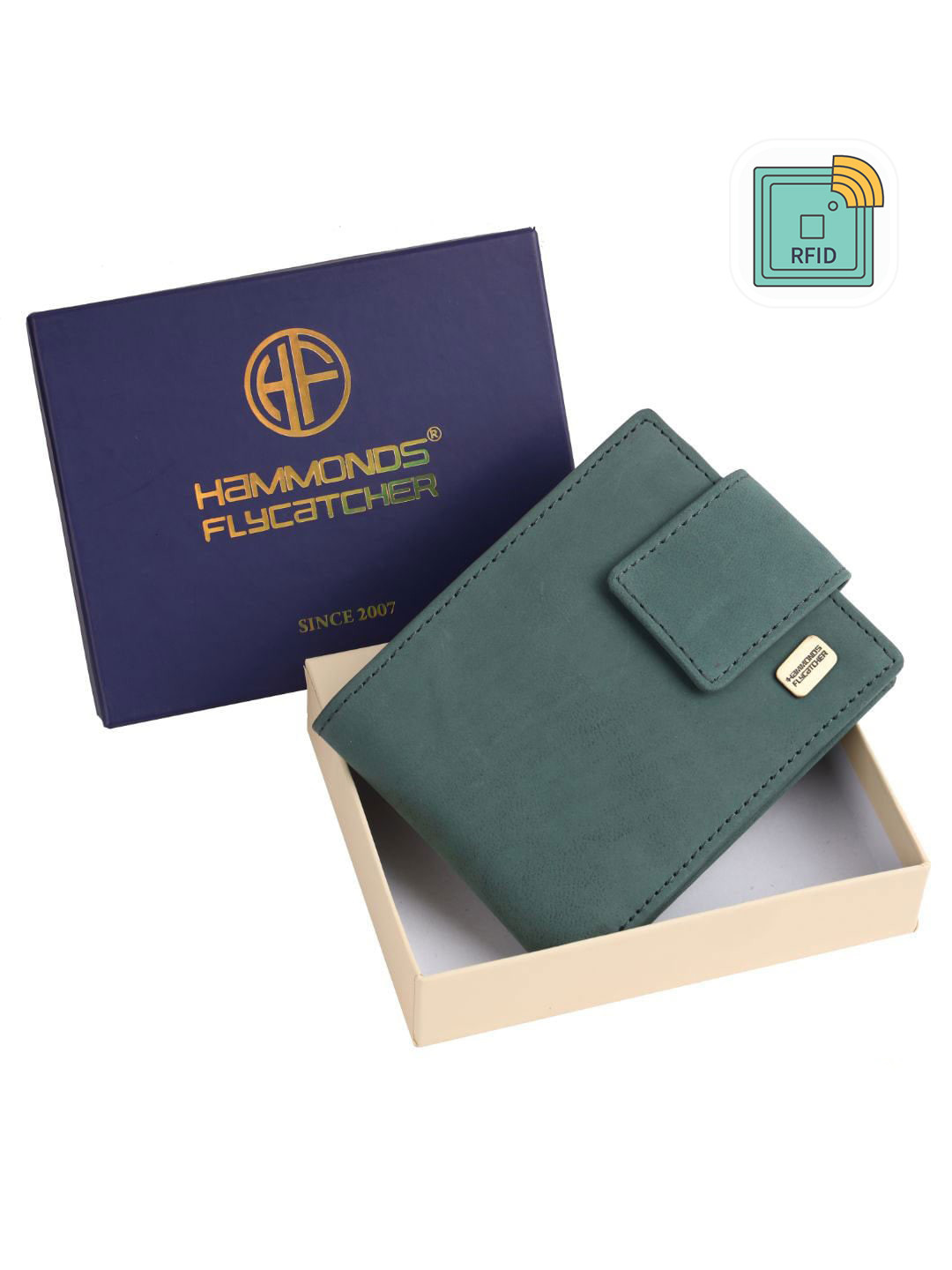 

HAMMONDS FLYCATCHER Men Turquoise Blue Leather Two Fold Wallet