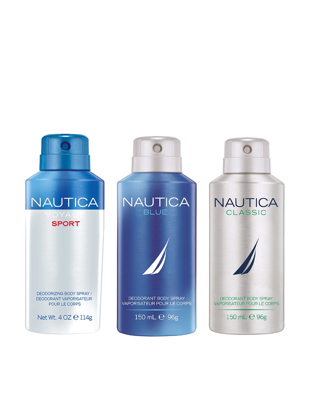 

Nautica Men Voyage Sport - Blue - Classic Deodorants 150 ml Each, Grey