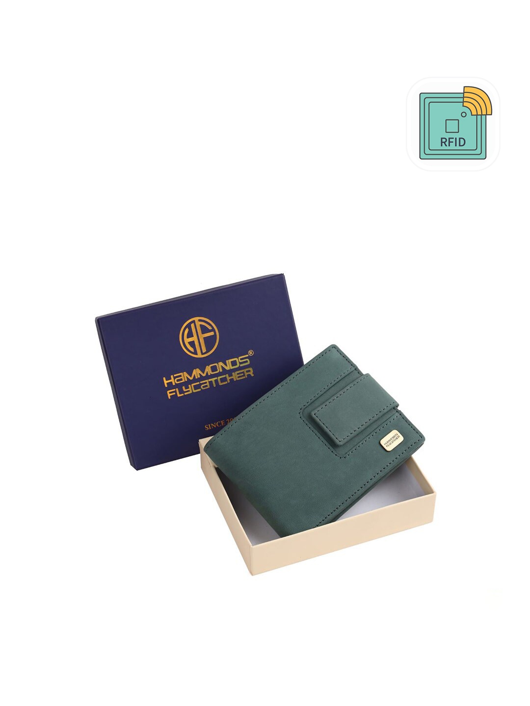 

HAMMONDS FLYCATCHER Men Turquoise Blue Leather Two Fold Wallet