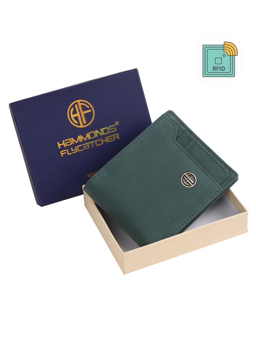 

HAMMONDS FLYCATCHER Men Turquoise Blue Leather Two Fold Wallet