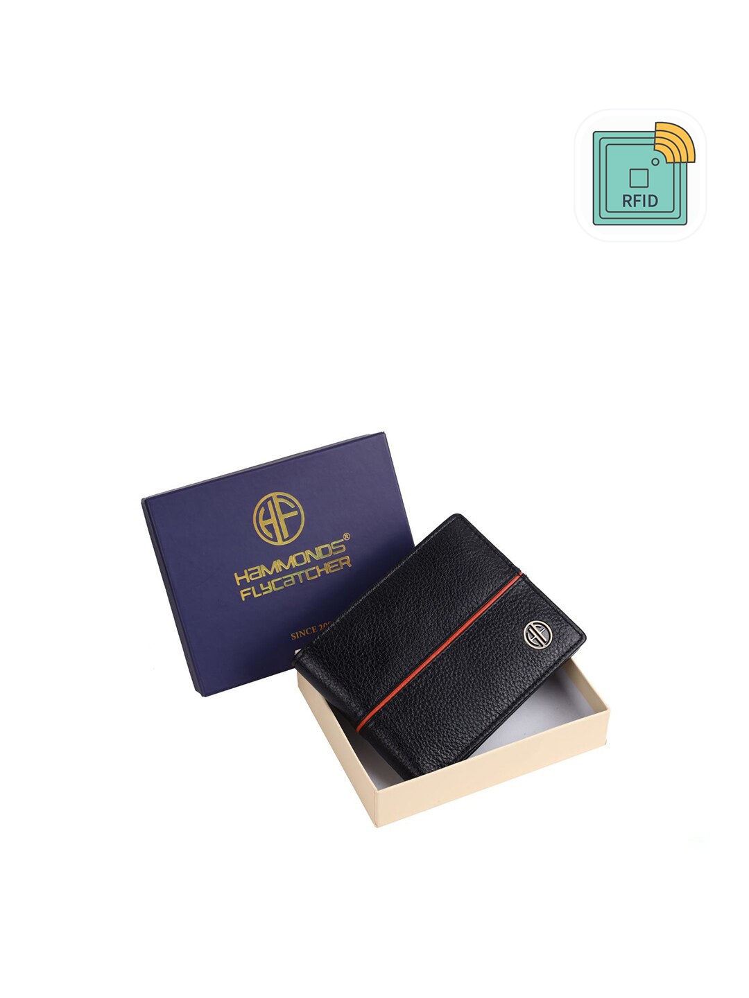 

HAMMONDS FLYCATCHER Men Black & Red Leather Two Fold Wallet