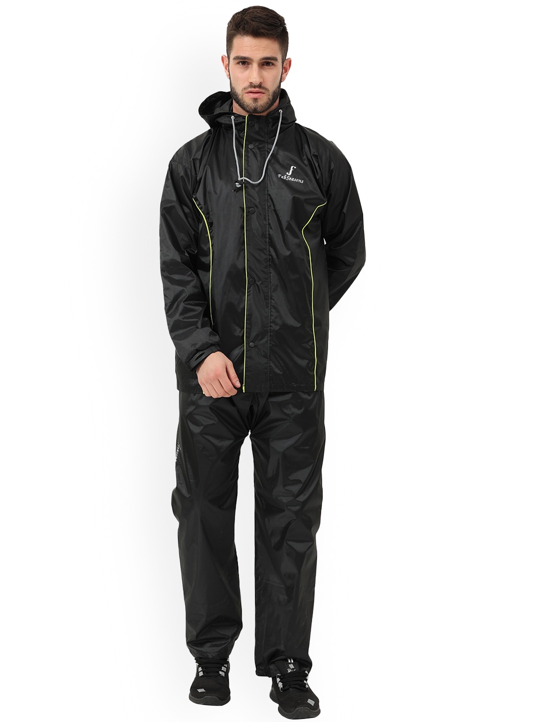 

FabSeasons Men Black Solid Waterproof Rain Suit