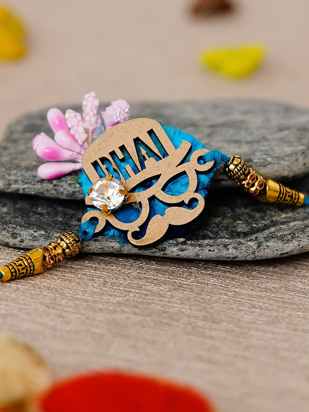 

eCraftIndia Designer Bhai Rakhi and Roli Chawal Pack, Multi