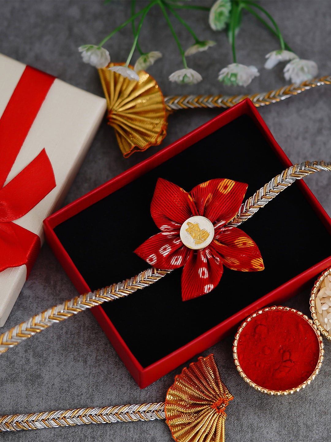 

eCraftIndia Gold Toned Silver Laxmi Coin Designer Thread Rakhi, Multi