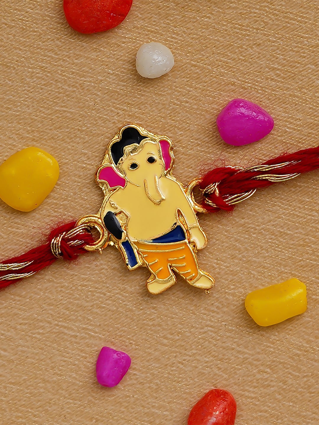 

eCraftIndia Kids Yellow & Red Ganesha Rakhi