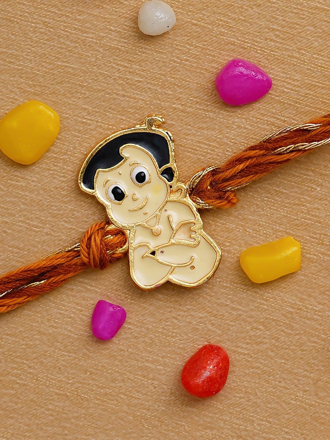 

eCraftIndia Kids Red & Beige Chota Bheem Rakhi & Roli Chawal Pack