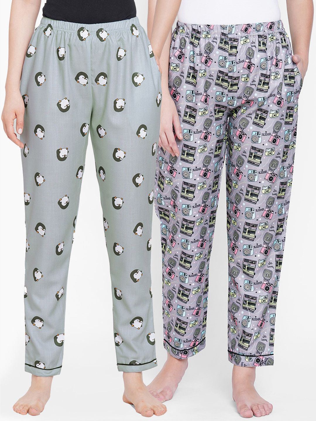 

FashionRack Women Pack of 2 Printed Cotton Lounge Pants, Grey