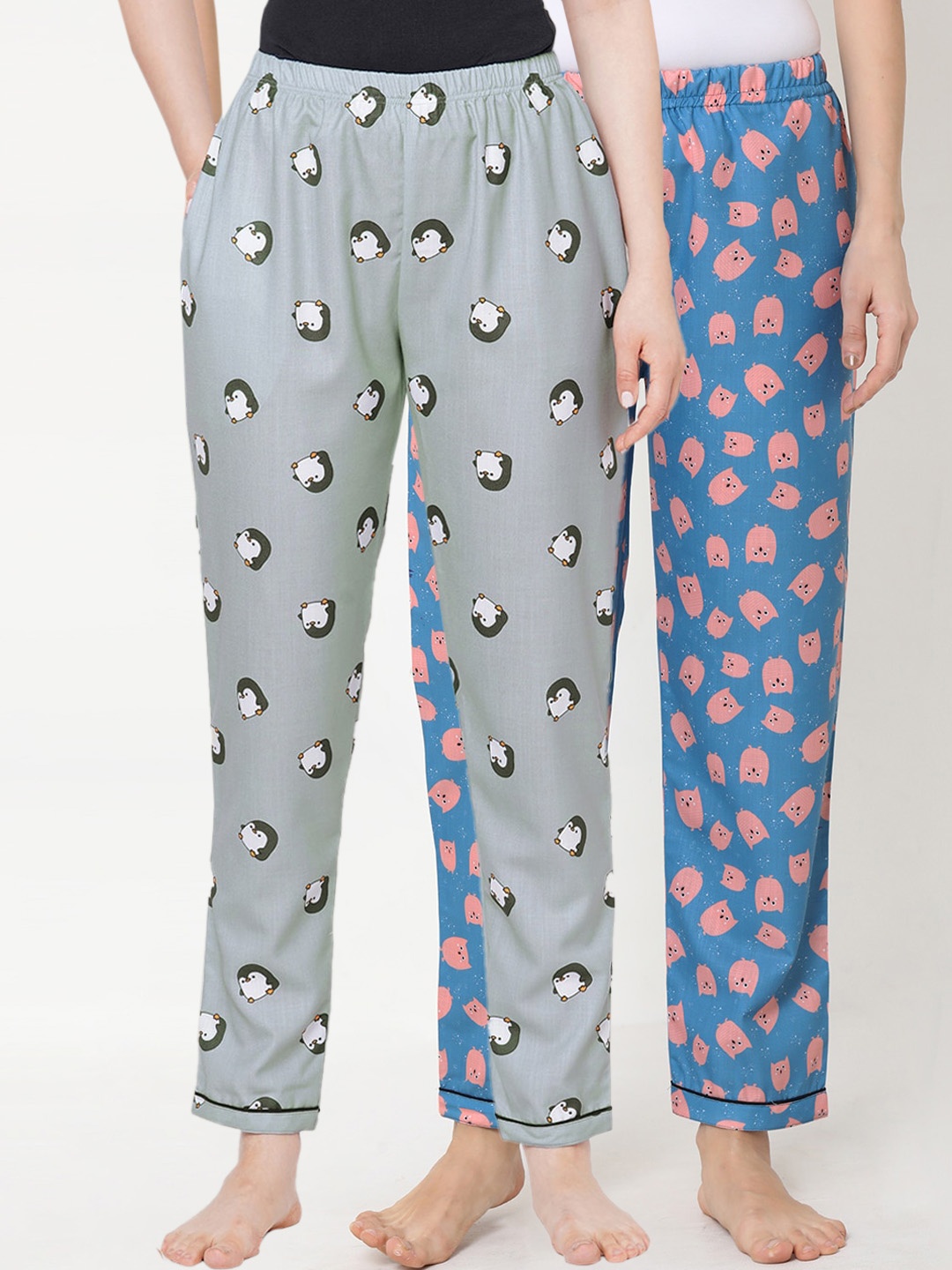 

FashionRack Women Pack of 2 Printed Cotton Lounge Pants, Blue