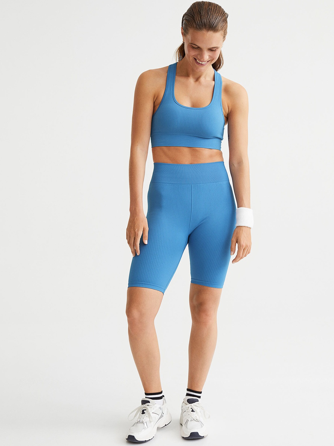 

H&M Women Blue Slim Fit High-Rise Sports Shorts