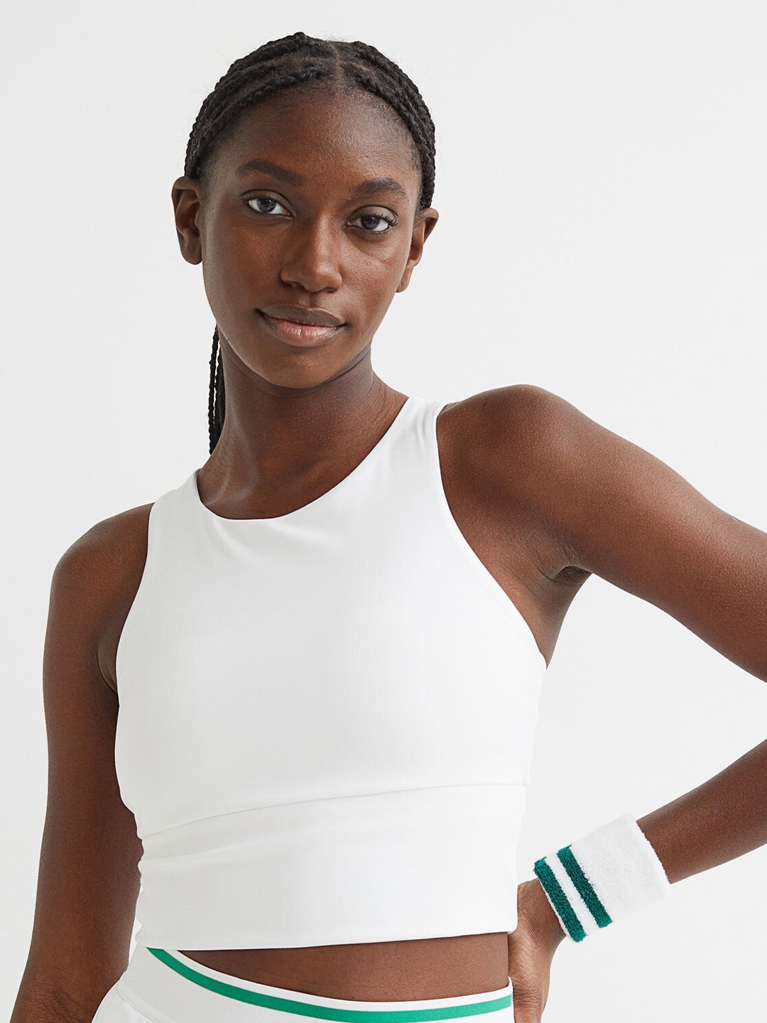 

H&M Women White Medium Support Sports Bralette