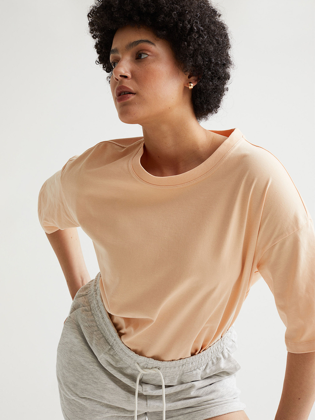 

H&M Women Peach-Coloured Oversized T-shirt
