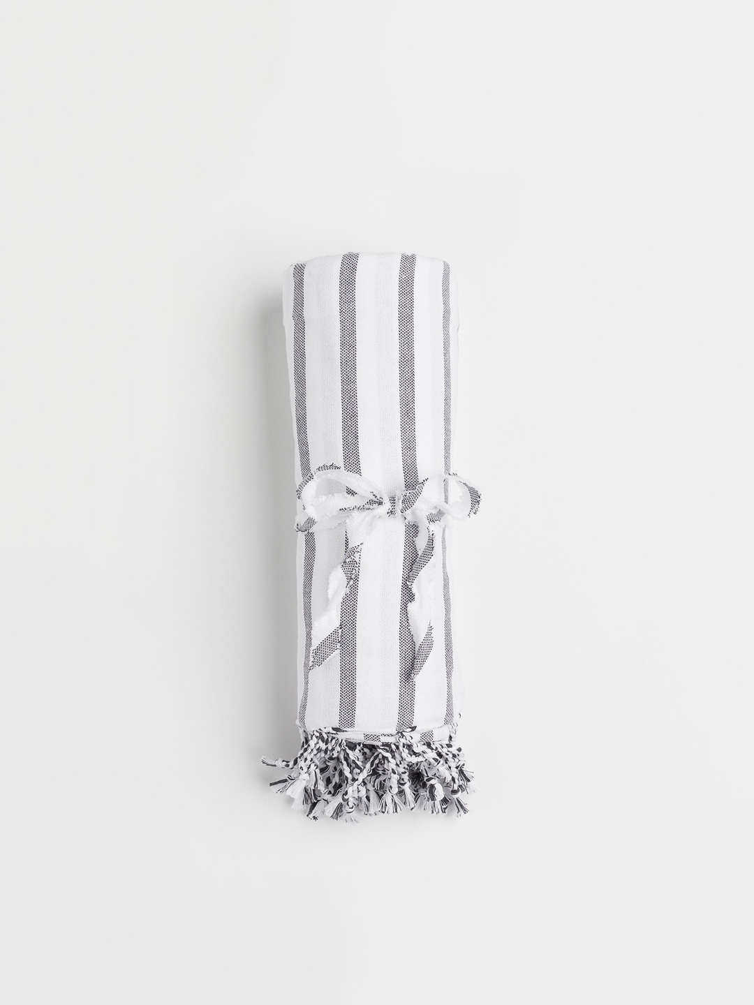 

H&M White Striped Pure Cotton Bath Towels