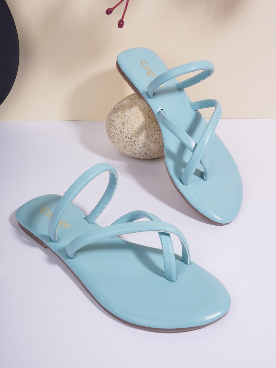 

Cogner Women Blue One Toe Flats with Bows