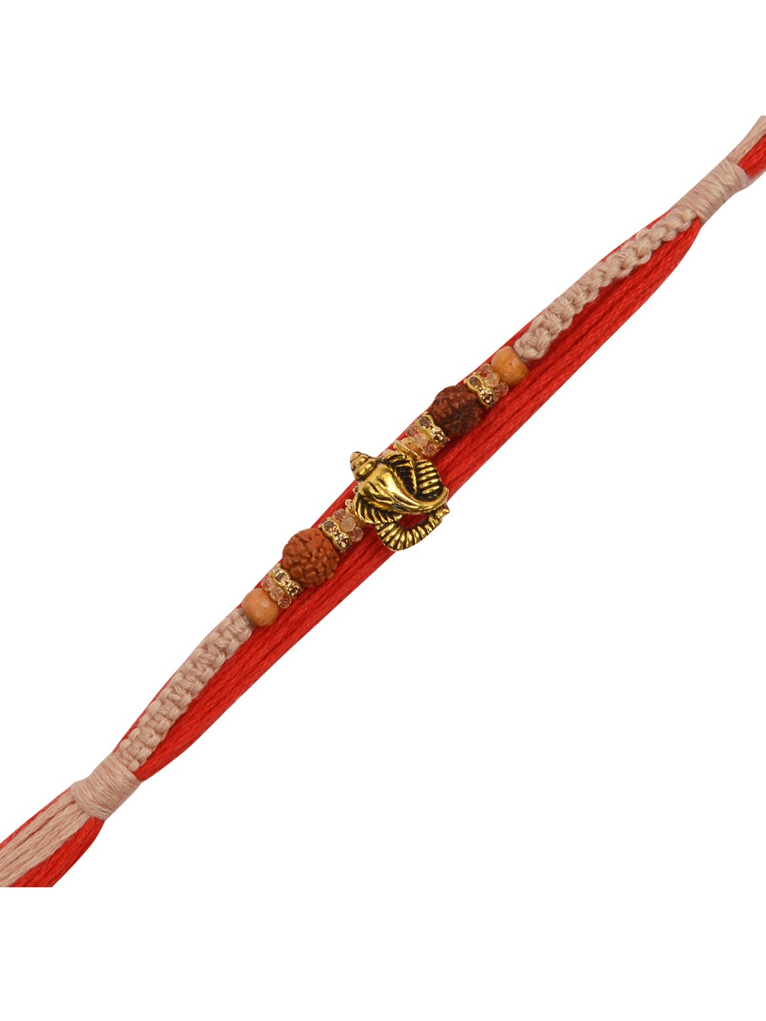 

Arendelle Men Gold-Plated Red Beaded Rakhi