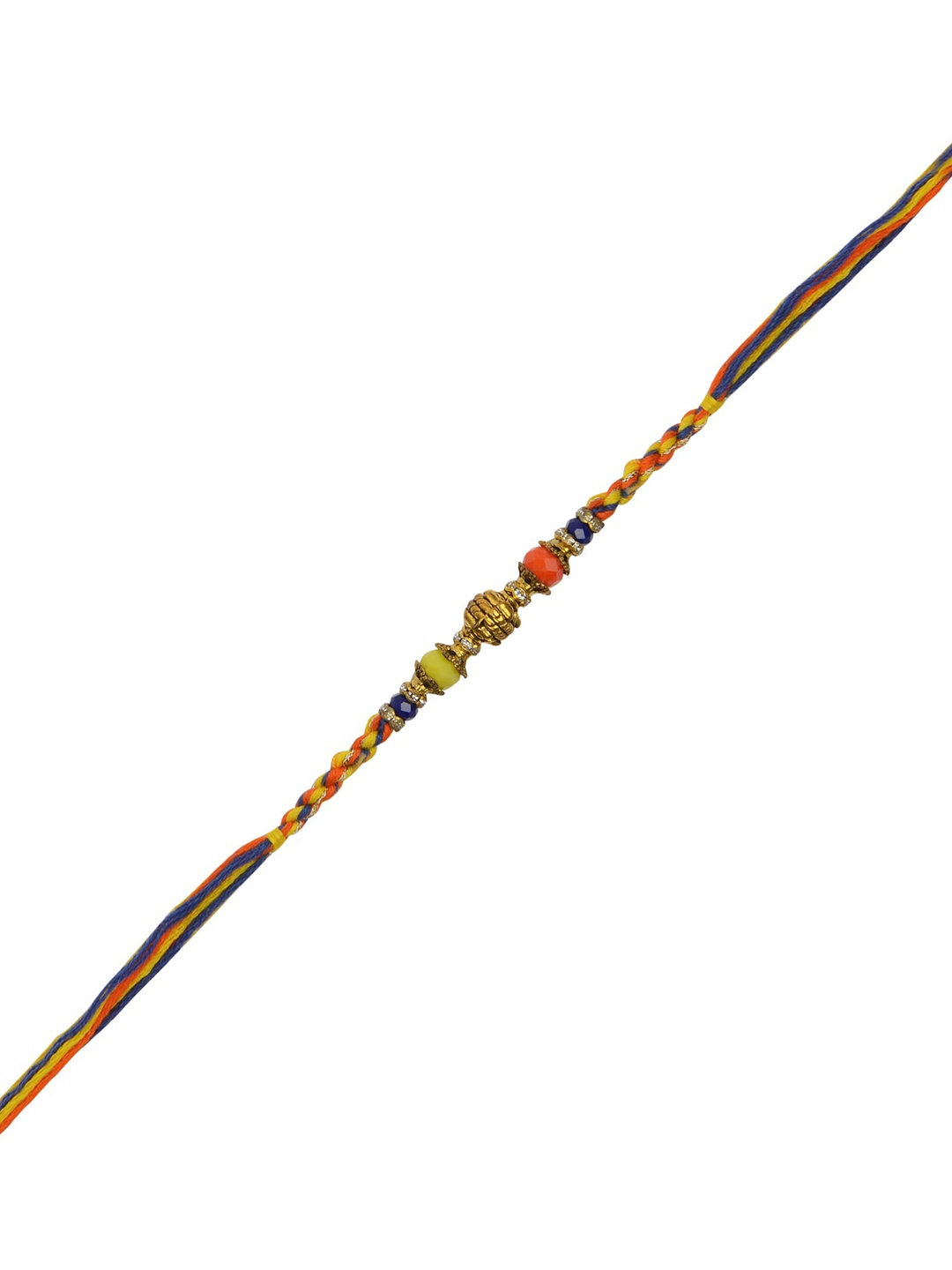 

Arendelle Men Blue & Orange Beaded Rakhi