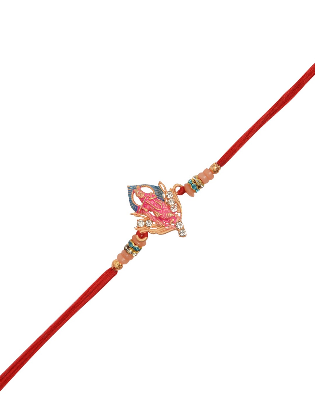 

Arendelle Men Gold-Plated Pink Shree Krishna Rakhi