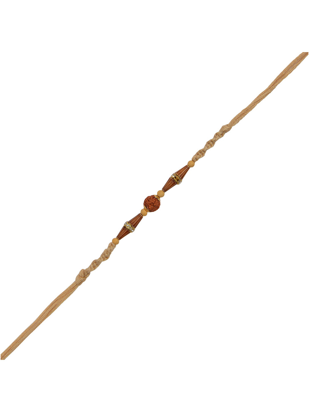 

Arendelle Men Gold-Plated White & Beige Stone-Studded & Pearl-Beaded Rakhi