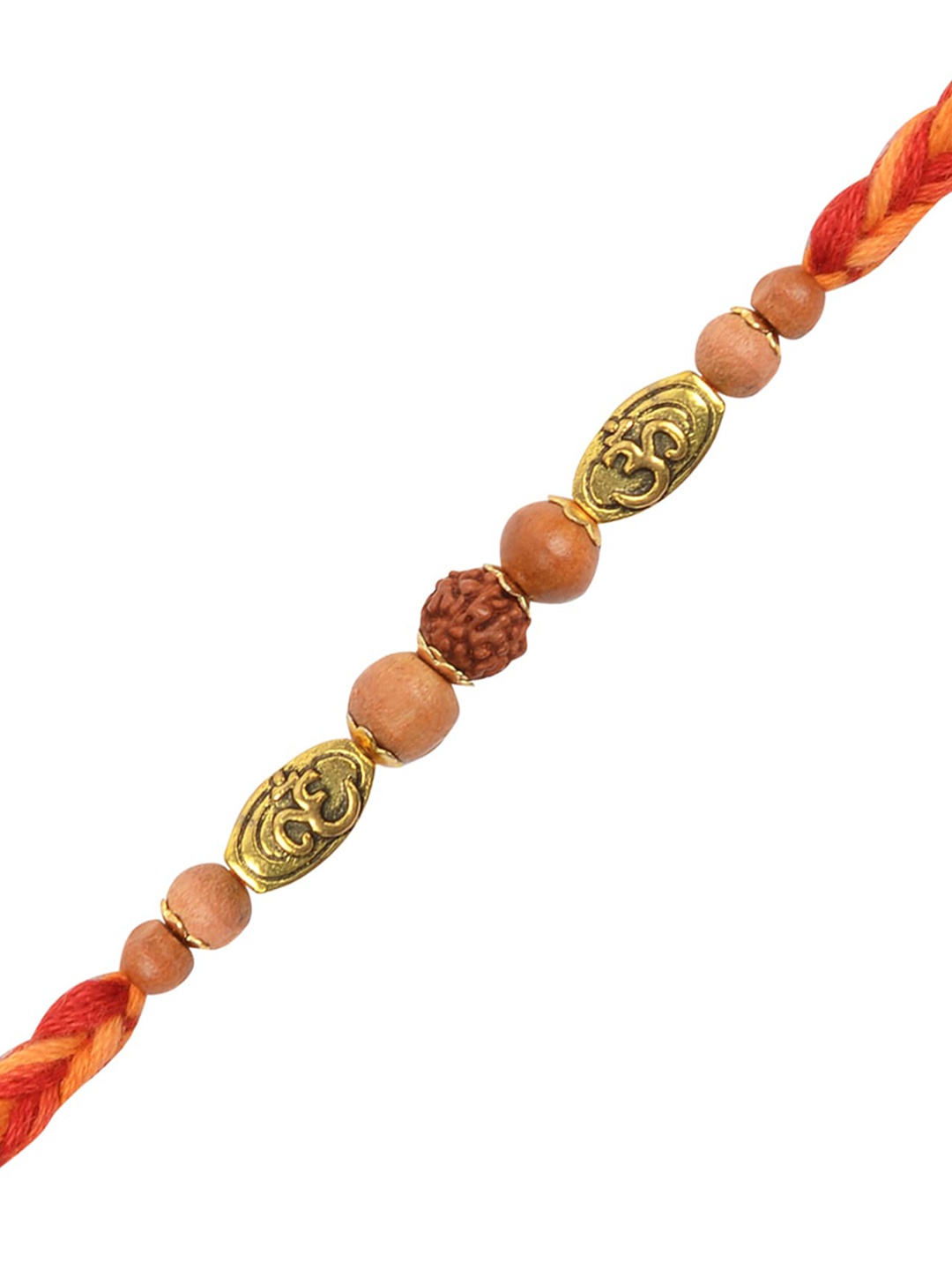 

Arendelle Men Red Rudraksh & Om Beaded Rakhi