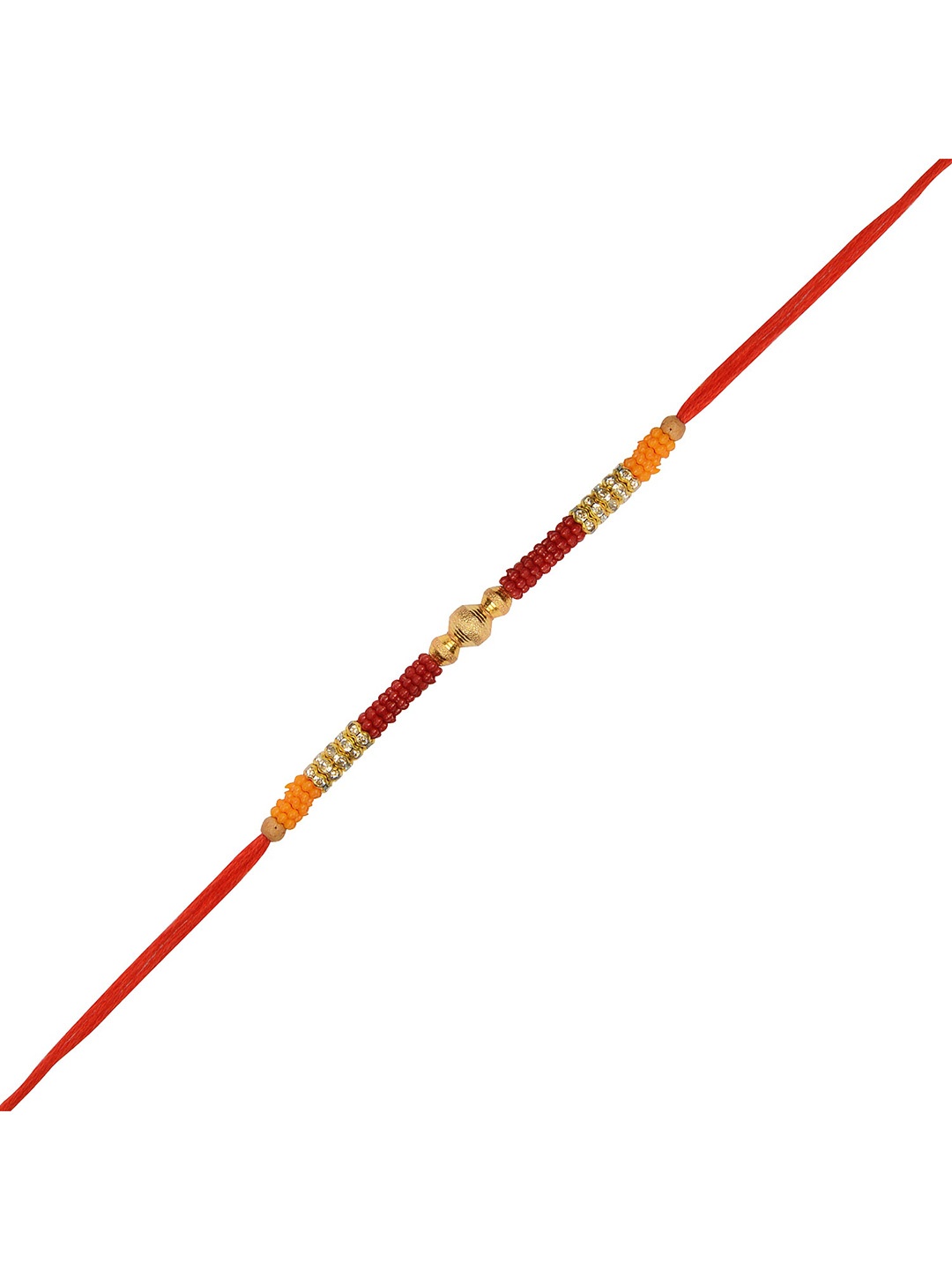

Arendelle Men Gold-Plated Red Beaded Rakhi
