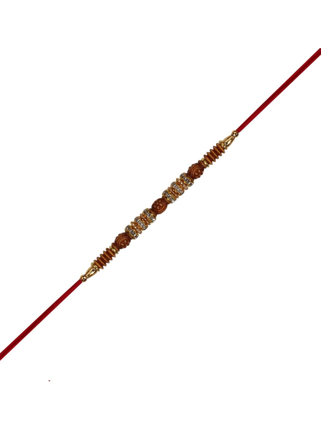 

Arendelle Men Gold-Plated White & Brown Stone-Studded & Beaded Rakhi