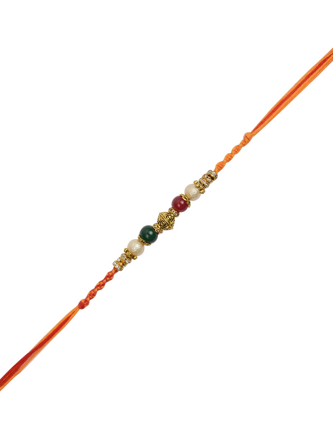 

Arendelle Men Gold-Plated Red & Green Beaded Rakhi