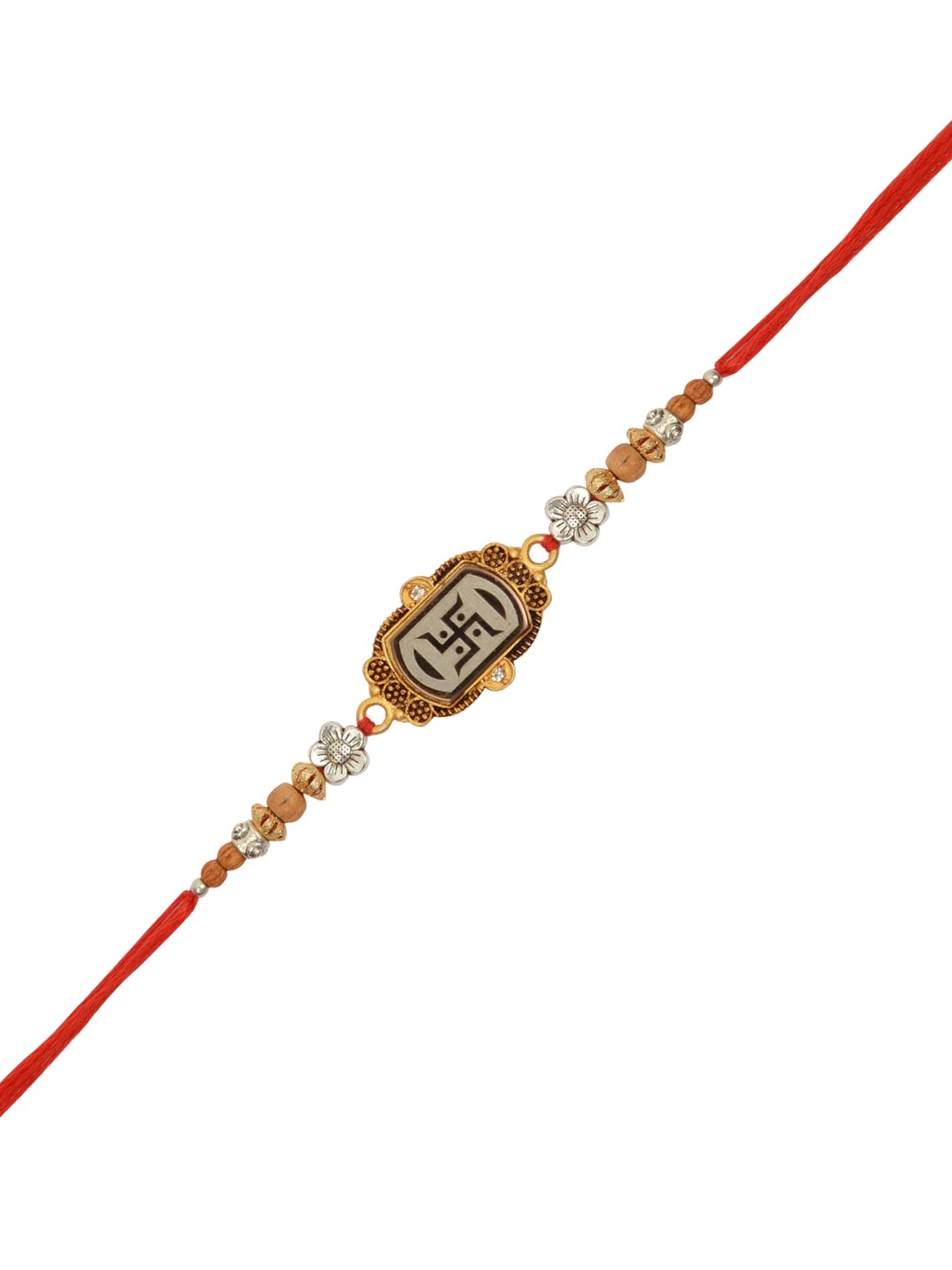 

Arendelle Men Red & Gold Swasthik Pendant & Beaded Rakhi