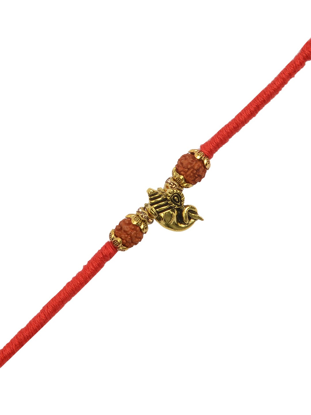 

Arendelle Men Gold Plated Red SHREE GANESH and RUDRAKSHA Rakhi