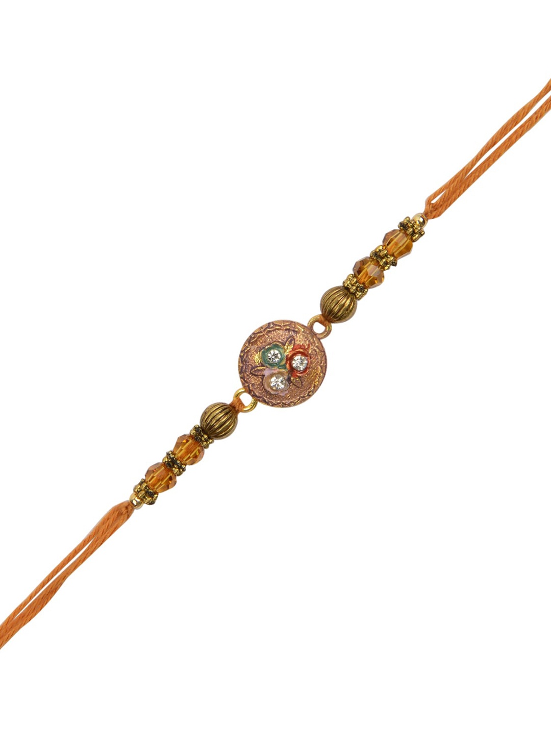 

Arendelle Men Gold-Plated Brown Textured Rakhi