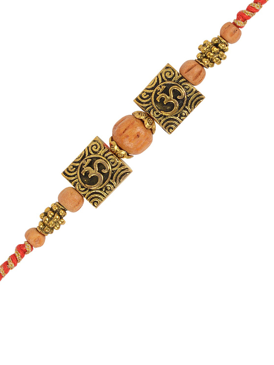 

Arendelle Men Gold Plated Red Beaded Rakhi