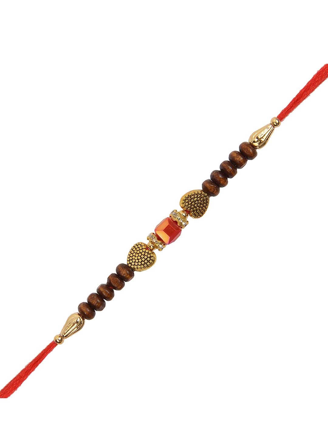 

Arendelle Men Gold-Plated Red Heart Shaped Designed Rakhi