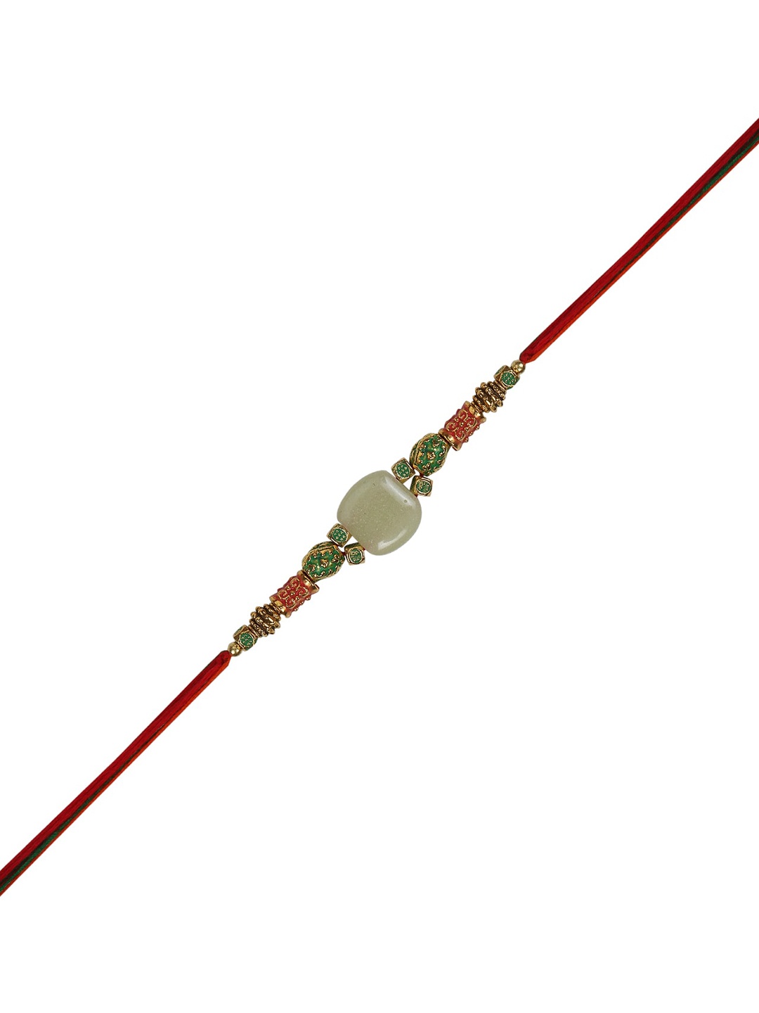 

Arendelle Gold-Plated Green and Pink Designer Rakhi
